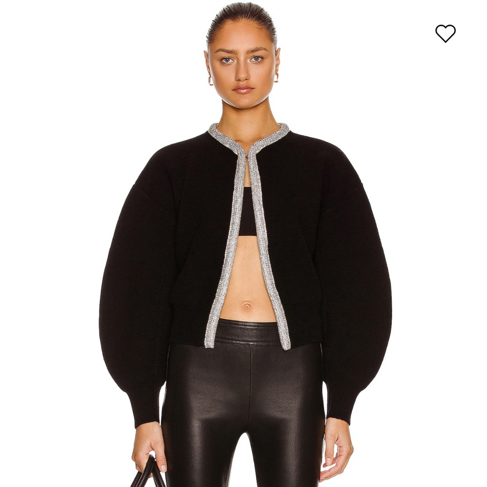 Alexander Wang Black Crystal-Trim Cardigan